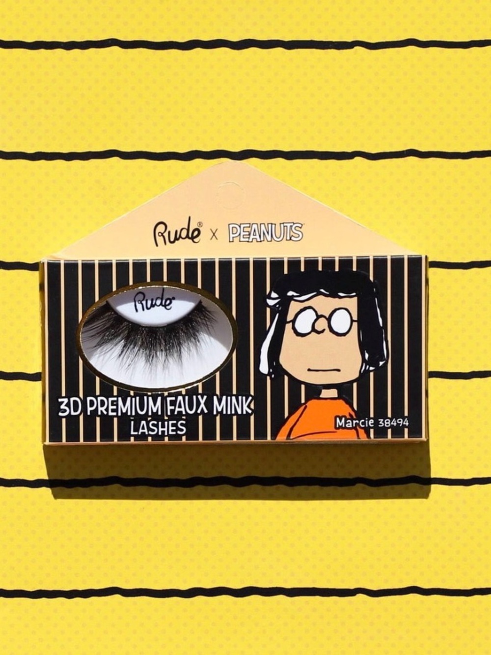 NEW Rude x Peanuts Marcie 100% Premium Mink 3D Hair Black False Eyelashes Lashes